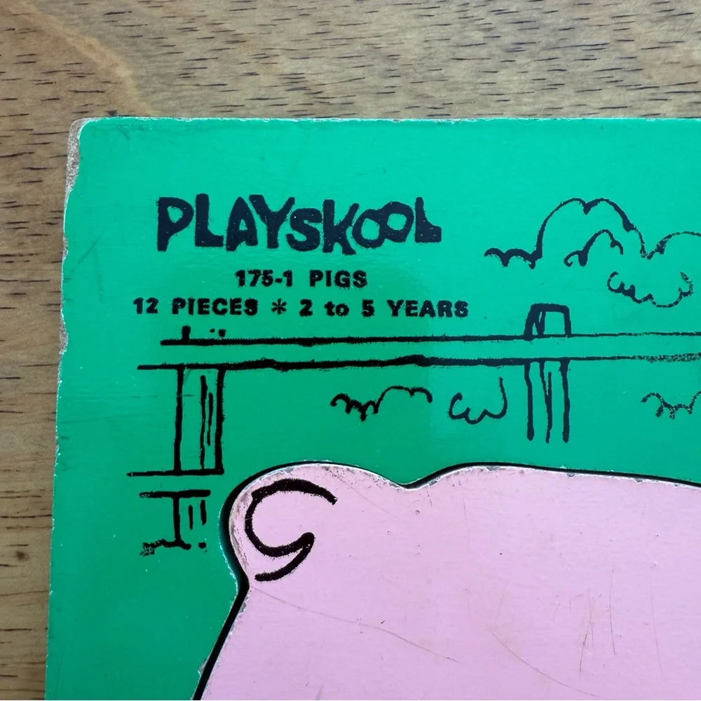 Vintage Playskool‎ Wooden Puzzles 6 Sesame Street Drive Lion Table Fire Pigs